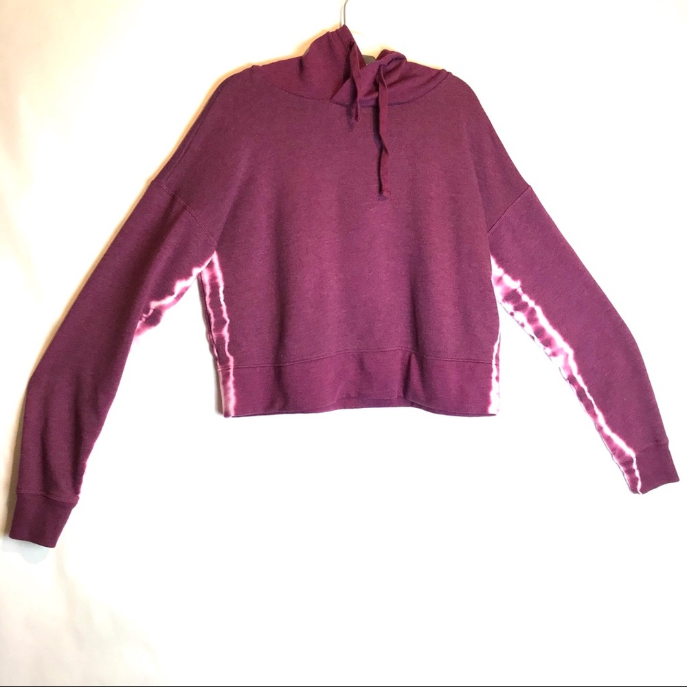 CROPPED WINE HOODIE PULLOVER TUE DYE SEAMS SIZE M